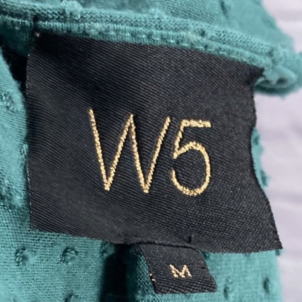 Anthropologie‎ Medium W5 Concepts Green Swiss Polka Dot Textured Ruffle Knit Top - Picture 3 of 4
